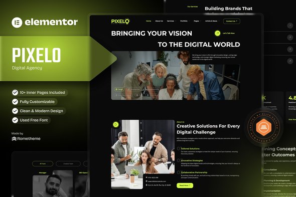 Pixelo - Digital Agency Elementor Template Kit